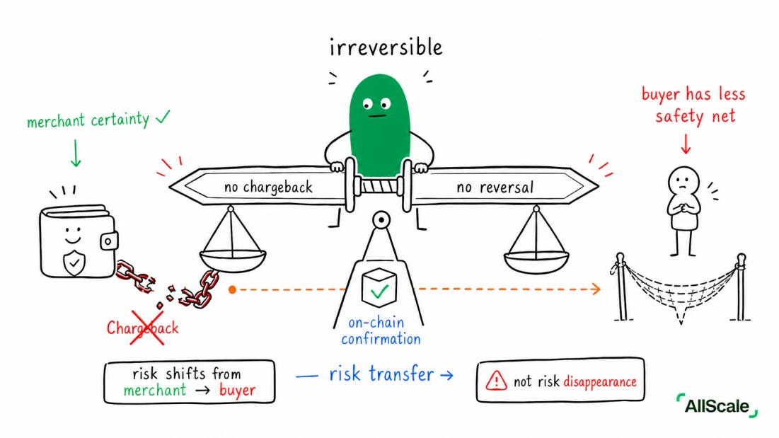 The one word every merchant fears: Chargeback: Which one is better depends on the scenario: B2B, transactions between known parties, or well-defined digital goods — irreversibility is a plus. Retail scenarios facing unknown consumers need extra trust and guarantee mechanisms to fill the gap.